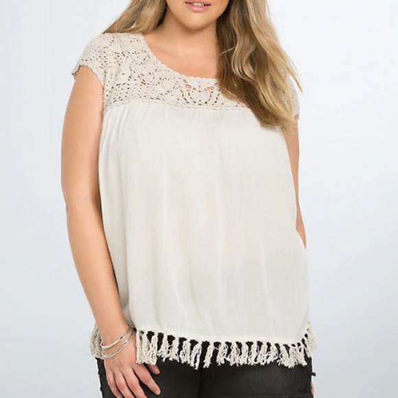 torrid Tops - Torrid Boho Crochet Festival Top with Fringe 1X
